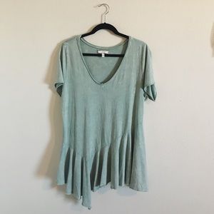 Anthropologie V-Neck Draped Shirt in Light Green